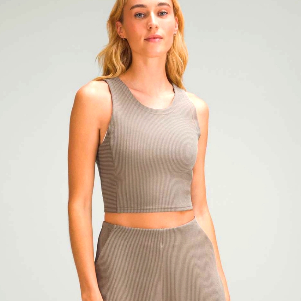 Lululemon Ribbed Softstreme Cropped Tank Top Nomad Size 2